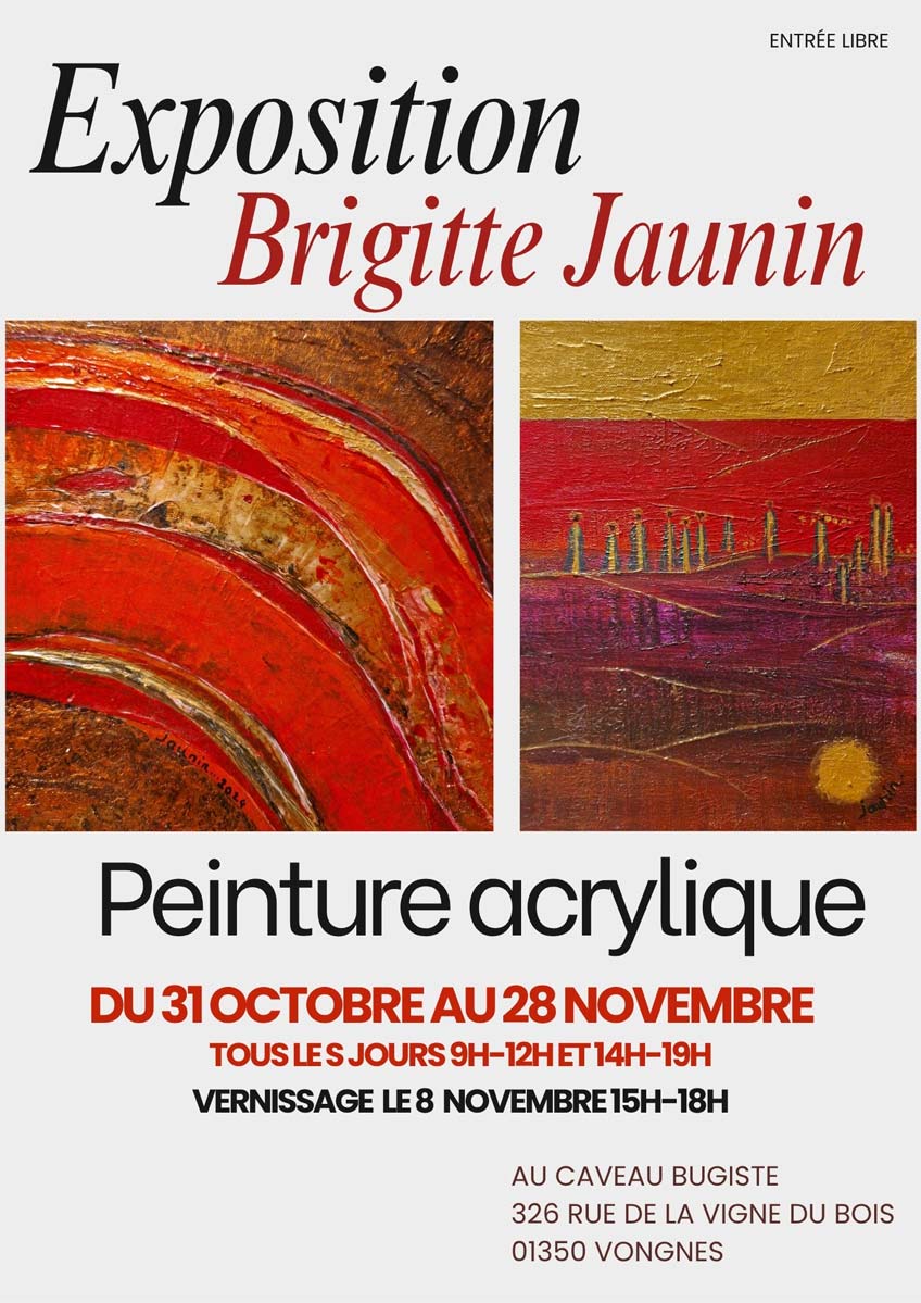Exposition de peintures de Brigitte Jaunin au Caveau Bugiste